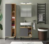 Badm�bel Set 3-teilig Torsby in grau und Evoke Eiche Badkombination 121 x 190 cm
