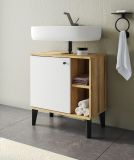 Waschbeckenunterschrank Torsby in wei� und Evoke Eiche Badezimmer Unterschrank 60 cm