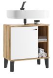 Waschbeckenunterschrank Torsby in wei� und Evoke Eiche Badezimmer Unterschrank 60 cm