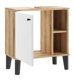 Waschbeckenunterschrank Torsby in wei� und Evoke Eiche Badezimmer Unterschrank 60 cm