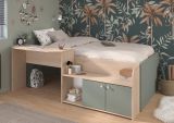 Parisot Hochbett Matre in Jackson Eiche und gr�n Kinder- und Jugendzimmer Bett mit Stauraum