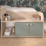 Parisot Hochbett Matre in Jackson Eiche und gr�n Kinder- und Jugendzimmer Bett mit Stauraum