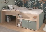 Parisot Hochbett Matre in Jackson Eiche und gr�n Kinder- und Jugendzimmer Bett mit Stauraum
