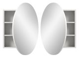Badezimmer Spiegelschrank Relief in wei� Badschrank rund, Soft-Close