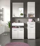 Badezimmer Kommode Shawn in wei� Hochglanz Badschrank 37 x 88 cm