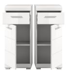 Badezimmer Kommode Shawn in wei� Hochglanz Badschrank 37 x 88 cm