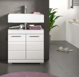 Waschbeckenunterschrank Shawn in wei� Hochglanz Badezimmer Unterschrank 60 cm