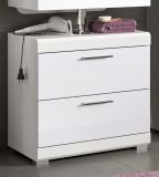Waschbeckenunterschrank Shawn in wei� Hochglanz Badezimmer Unterschrank mit Schubladen 60 cm