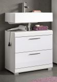 Waschbeckenunterschrank Shawn in wei� Hochglanz Badezimmer Unterschrank mit Schubladen 60 cm