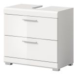Waschbeckenunterschrank Shawn in wei� Hochglanz Badezimmer Unterschrank mit Schubladen 60 cm