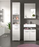 Badezimmer Hochschrank Shawn in wei� Hochglanz Badschrank 37 x 191 cm