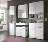 Badezimmer Hochschrank Shawn in wei� Hochglanz Badschrank 74 x 191 cm