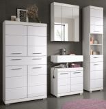 Badezimmer Midischrank Shawn in wei� Hochglanz Badschrank 74 x 141 cm