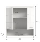 Badezimmer H�ngeschrank Shawn in wei� Hochglanz Badschrank h�ngend 74 x 79 cm