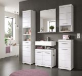 Badm�bel Set 4-teilig Shawn in wei� Hochglanz Badkombination 112 x 191 cm