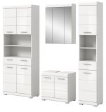 Badm�bel Set 4-teilig Shawn in wei� Hochglanz Badkombination 200 x 191 cm