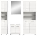 Badm�bel Set 4-teilig Shawn in wei� Hochglanz Badkombination 200 x 191 cm