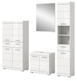 Badm�bel Set 4-teilig Shawn in wei� Hochglanz Badkombination 200 x 191 cm