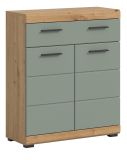 Badezimmer Kommode Shawn in Salbei und Artisan Eiche Badschrank 74 x 88 cm