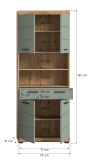 Badezimmer Hochschrank Shawn in Salbei und Artisan Eiche Badschrank 74 x 191 cm