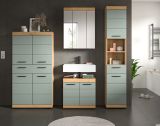 Badezimmer Midischrank Shawn in Salbei und Artisan Eiche Badschrank 74 x 141 cm