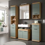 Badezimmer H�ngeschrank Shawn in Salbei und Artisan Eiche Badschrank h�ngend 74 x 79 cm