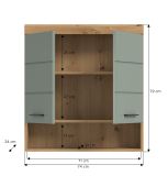 Badezimmer H�ngeschrank Shawn in Salbei und Artisan Eiche Badschrank h�ngend 74 x 79 cm
