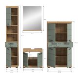 Badm�bel Set 4-teilig Shawn in Salbei und Artisan Eiche Badkombination 200 x 191 cm