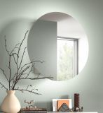 Spiegelschrank Relief in wei� Flur Spiegel mit Stauraum rund, Soft-Close