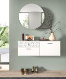 Spiegelschrank Relief in wei� Flur Spiegel mit Stauraum rund, Soft-Close