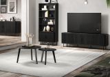 Couchtisch 2er Set Torus in Esche schwarz 2x Beistelltisch rund