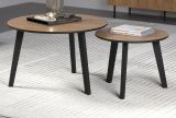 Couchtisch 2er Set Torus in Eiche und schwarz 2x Beistelltisch rund