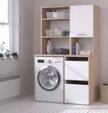 Waschmaschinenschrank Laundry in wei� und Jackson Eiche Set 2-teilig 111 x 184 cm