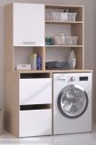 Waschmaschinenschrank Laundry in wei� und Jackson Eiche Set 2-teilig 111 x 184 cm