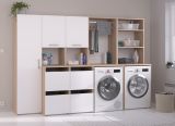 Waschmaschinenschrank Laundry in wei� und Jackson Eiche Set 2-teilig 111 x 184 cm