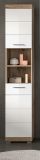 Badezimmer Hochschrank Willow in wei� Hochglanz und Nox Eiche Badschrank 37 x 191 cm