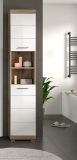 Badezimmer Hochschrank Willow in wei� Hochglanz und Nox Eiche Badschrank 37 x 191 cm