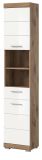 Badezimmer Hochschrank Willow in wei� Hochglanz und Nox Eiche Badschrank 37 x 191 cm