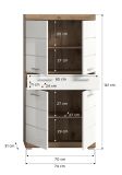 Badezimmer Midischrank Willow in wei� Hochglanz und Nox Eiche Badschrank 74 x 141 cm