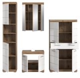 Badm�bel Set 4-teilig Willow in wei� Hochglanz und Nox Eiche Badkombination 200 x 191 cm