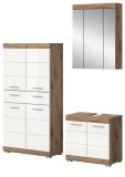 Badm�bel Set 3-teilig Willow in wei� Hochglanz und Nox Eiche Badkombination 149 x 191 cm