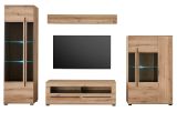 Wohnwand Design-D in Evoke Eiche Wohnkombination Set 4-teilig 310 cm, mit Soft-Close