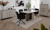 Esstisch Brebbia in sand und schwarz S�ulentisch ausziehbar 160 / 200 x 90 cm