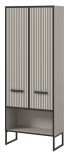 Badezimmer Hochschrank Scana in sand und schwarz Badschrank 59 x 159 cm, Soft-Close
