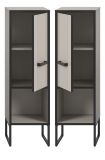 Badezimmer Kommode Scana in sand und schwarz Badkommode 30 x 101 cm, Soft-Close