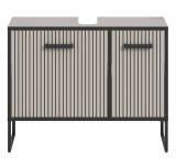 Waschbeckenunterschrank Scana in Sand mit Schwarz, Badezimmer Unterschrank 80 cm, Soft-Close