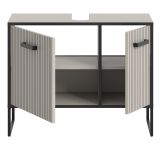 Waschbeckenunterschrank Scana in Sand mit Schwarz, Badezimmer Unterschrank 80 cm, Soft-Close