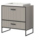 Waschtisch Set Scana in sand und schwarz Waschbeckenunterschrank MIT Waschbecken 80 cm, Soft-Close