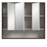 Badezimmer Spiegelschrank Scana in sand und schwarz Badschrank 3-t�rig 80 cm, Soft-Close