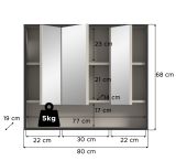 Badezimmer Spiegelschrank Scana in sand und schwarz Badschrank 3-t�rig 80 cm, Soft-Close